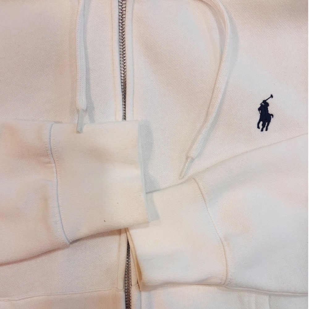 Polo Ralph Lauren Full Zip Hoodie Womens Small White Excellent Pony Logo - Picture 2 of 10